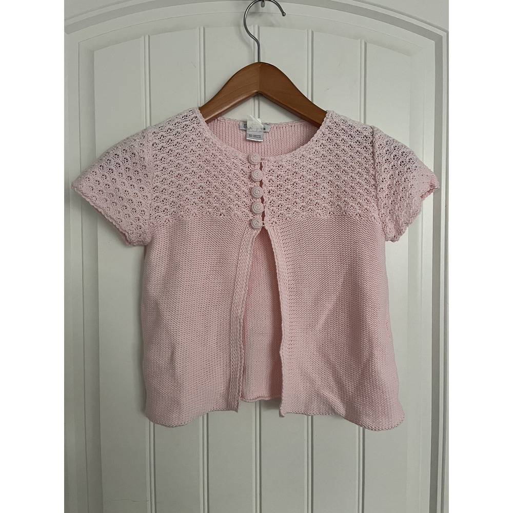 Sarah Louise Girls Baby Pink Cardigan Sweater Size 8 Years‎ Short Sleeve 100